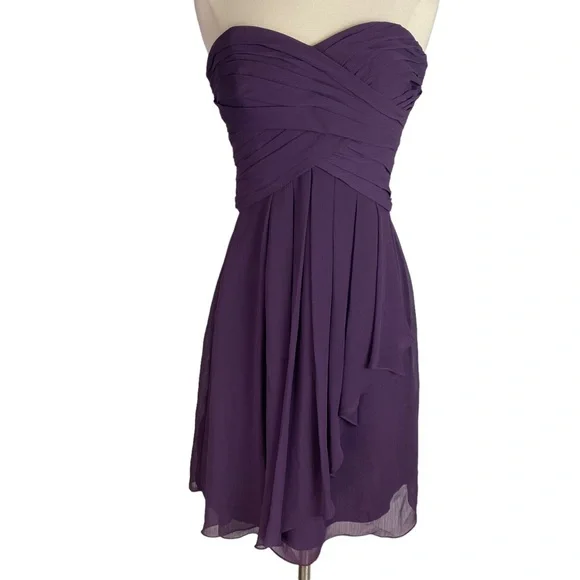 plum short bridesmaid dresses Purple Short Cocktail Prom Formal Bridesmaid Dress HB2032C Size 18W / Purple main image 1